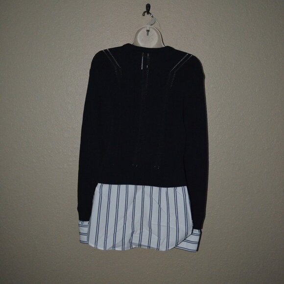 NWOT Sz M Jonathan Simkhai Navy White Blouse Contrast Sweater - Picture 5 of 6